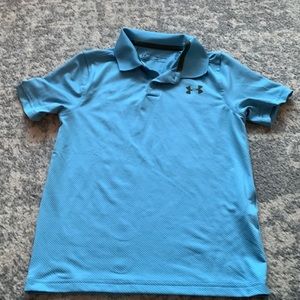 Under Armour heat gear polo shirt- blue/grey size youth S